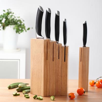 China Amazon Hot Selling Viable ABS Handle 6pc Kitchen Knife Set With Wooden Magnetic Knife Block for sale