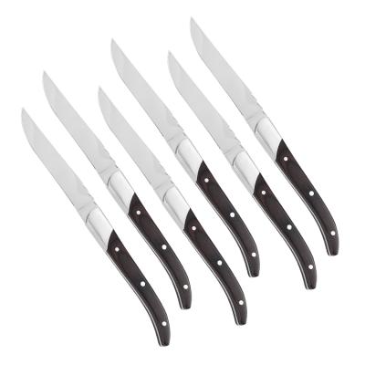 China Viable Hot Sale Steak Knife Set German Steel Wood Handle With 3pcs S/S Rivets for sale