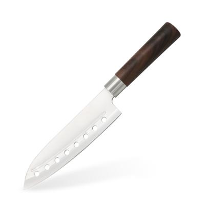 China 7 Inch Japan Style Kitchen Sustainable Santoku Knife Stainless Steel With Wood Color PP for sale