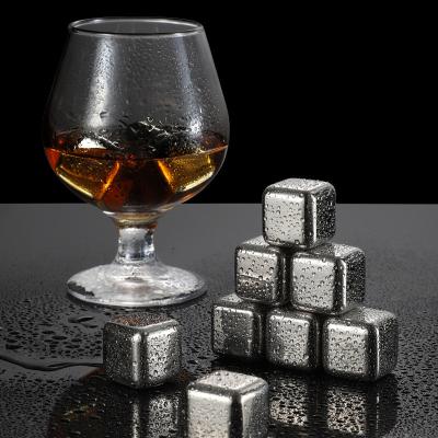 China Sustainable New Metal Whiskey Freezer Stone with Tongs Reusable Stainless Steel Ice Cubes for sale