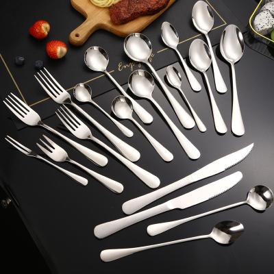 China Best Selling 1010 Stocked Restaurant Metal Flatware Spoon Knife Fork Set Stainless Steel Cutlery for sale