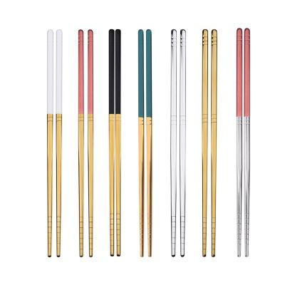 China Sustainable Custom Color 304 Reusable Metal Tableware Mirror Polished Stainless Steel Chopsticks for sale