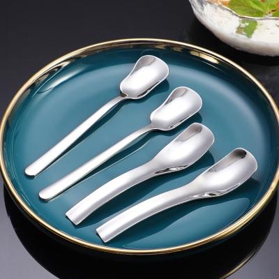 China New 304 Sustainable Scoops Ice Cream Spoon Square Head Dessert Spoon Stainless Steel Cutlery for sale