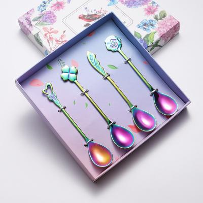 China Viable Creative Stainless Steel Cutlery Cute Spoon Stainless Steel Stirring Teaspoon for sale