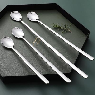 China Sustainable New Hotel Mirror Polished Metal Long Handle 304 Stirring Spoon Stainless Steel Cutlery for sale