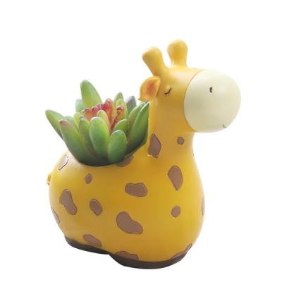 China High Quality Durable Succulent Cute Animal Giraffe Shaped Polyresin Pots Air Plant Holder Flower Creature Planters Or Cactus Planters for sale