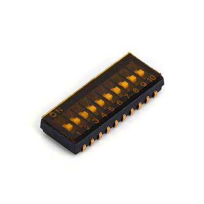 China Half Pitch 1.27mm J Lead 10 Pin SMD DIP Switch HDJ10TR 10 Position SMD DIP Switch for sale