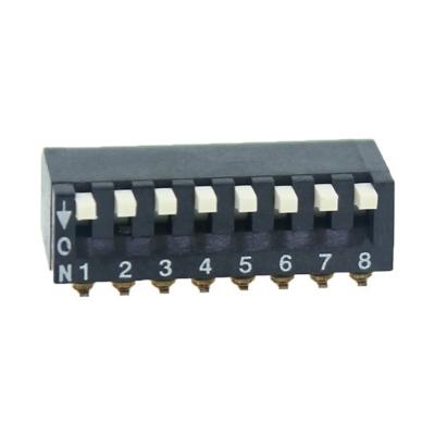 China Lead Free SPST Side Interlocked Type 8 Position SMD Piano DIP Switch DSPV08LSGET for sale