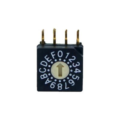 China RI40016R 16 Position Rotary DIP Switch 4+1pins 2.54mm Code RI40016R Real Pitch Right Angle Flat Rotor Rotary Switch for sale