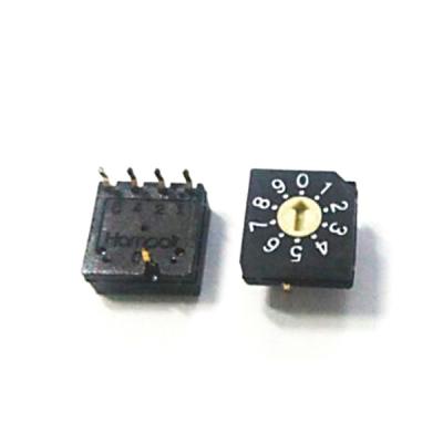 China RS40010R 4+1 Pins Thru-hole Type Rotor Position Real BCD Code 10 Flat Rotary Dip Switch 10 Position Rotary Switch for sale