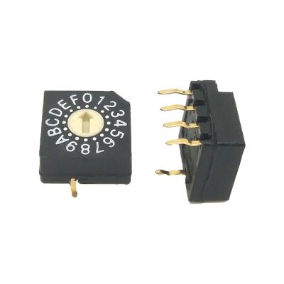 China Through Hole Type Rotor 16 Position 4+1 Pin Rotary Dip Switch RS40016R 16 Flat Position 4+1 Pin Rotary Dip Switch for sale