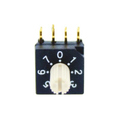 China 4+1pin 2.54mm Pitch 10x10mm Rotary Dip Switch RI Series Right Angle Type Rotary Dip Switch for sale