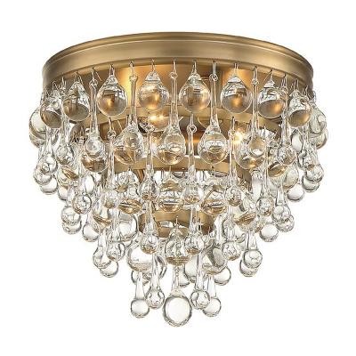 China Mini Waterdrop Bedroom Indoor Lighting Flushmount Modern Clear Glass Round Matte Brass Ceiling Lamp LED Luxury Home Lamp Outdoor Mounted Ceiling Lamp for sale