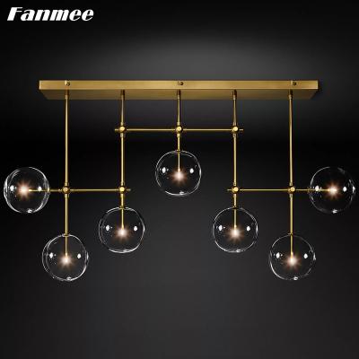 China Modern Indoor Chandelier Bedroom Living Room Dining Room Lighting Metal Ball Clear Lamps Retro Modern Globe LED Glass Linear Chandeliers for sale