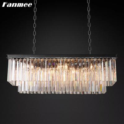 China Modern Rectangular Amber Crystal Stainless Steel Hardware Bedroom Living Room Indoor Lighting Lights Modern Decoration LED Chandeliers Vintage Smoke Clear Space Lamps for sale