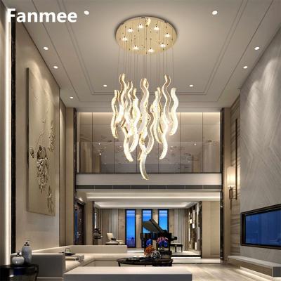 China Large Long Crystal Chandelier For Staircase Luxury Living Room Hallway Villa Lobby Decoration Light Fixture Modern Crystal Lamp for sale