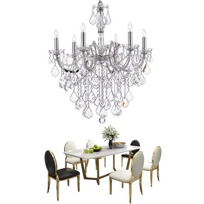 China Maria Theresa Crystal Chandelier LED Clear Glass Pendant Living Room Hanging Light Chrome Ceiling Chandelier Lamp For Living Room Bedroom for sale