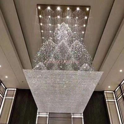 China Large Residential Hotel Crystal Chandelier Engineering Lighting Project Lighting Lobby Crystal Lighting Custom Made Hotel Lamp for sale