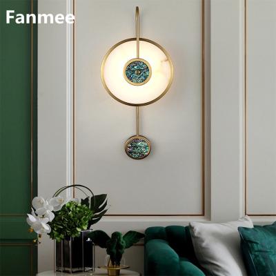 China Modern Modern Marble Wall Lamp Light Luxury Gold Round Marble Nordic For Living Room Dining Room Bedroom Aisle Wall Lamp Home Decor for sale