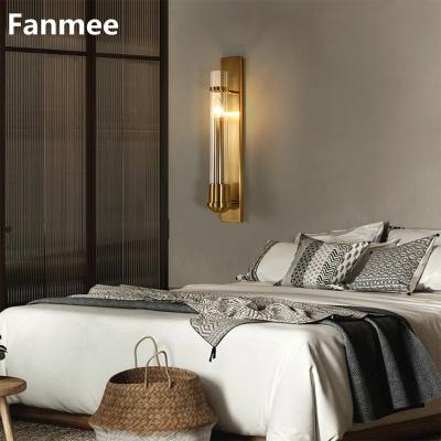 China Modern style wall lamp home atmosphere TV background wall lamp living room TV background wall lamp bedroom bedside aisle Nordic gold lamp for sale