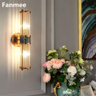 China 2022 Modern Shell Light Modern Luxury Gold simple Crystal Wall Lamp LED for living room bedroom background bedside stair aisle for sale