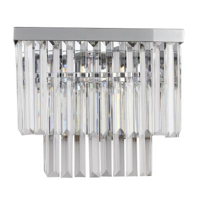 China Modern Minimalist Crystal Wall Lamp LED Chrome 2 Tiers Modern Wall Sconce Indoor Light Fixture For Bedroom Living Room for sale