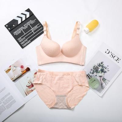 China 2022 New Fashion Adult Wireless Bra OEM Design Breathable Gathering Soft Traceless Brief Women Bra Set for sale