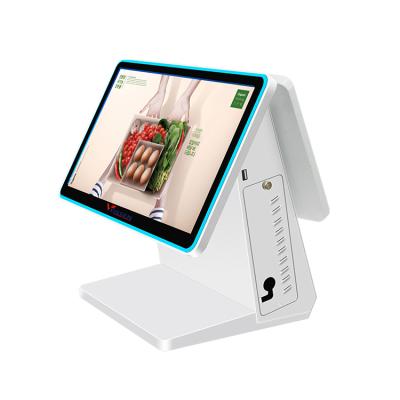 China High Quality Double Screen Touch POS System Machine With Metal Body 128G SSD for sale