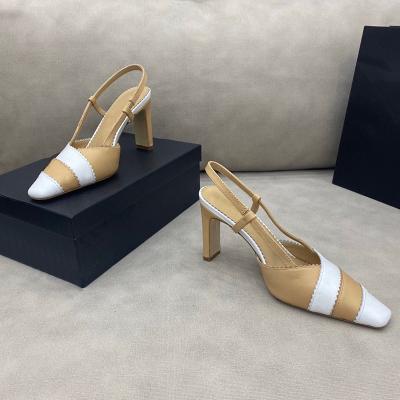 China New Spring Trend Fashion High Quality Rhinestone Shoes Thick Heels Shoes Headed Running High Heels Women's Pumps and Sandals for sale