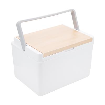 China PU Foam Wooden Insulated Picnic Cooler Box With Handle For BBQ Camping for sale