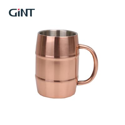 China Double Wall Stainless Steel Sustainable Clear Thermo Beer Mug With Handle for sale