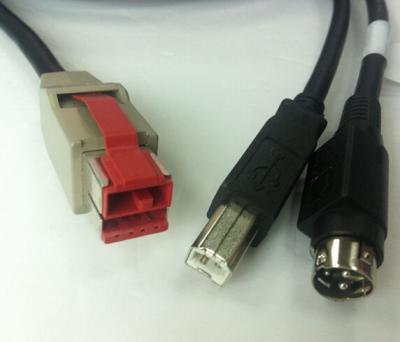 China POS Terminal 24V Powered USB To Male Hosiden 3 Pin Din Printer Cable For Epson 2128292 for sale