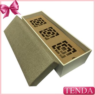 China Long Rectangle Cloth Linen SatinVelvet Velour Fabric Leather Covered Wooden Box for Packaging for sale