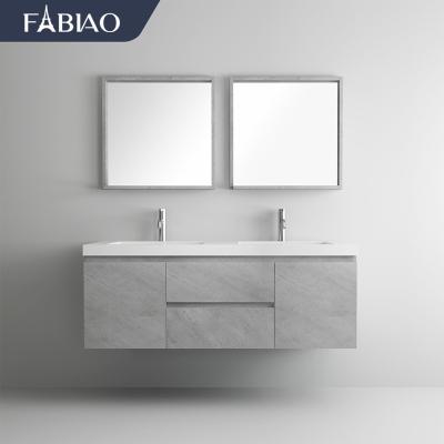 China FABIAO 60 Inch Modern Basin Bathroom Furniture Bath Mirrored Vanity Combo Wall Hung Bathroom Cabinet Under Basin Storage for sale