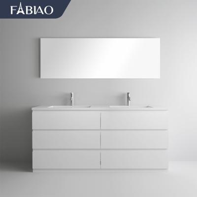 China FABIAO Modern Mirror Led Bathroom Vanity Cabinet Plywood Double Basin Bathroom Vanities ModernBathroom for sale