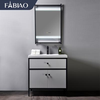 China Badkamer 2021 modern simple mirror kast FABIAO sink bathroom vanity cabinet set for sale