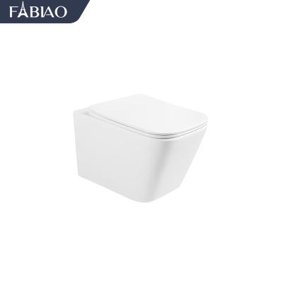 China FABIAO Automatic Operation Luxury Rimless P-trap Ceramic Wall Hung Toilet Cover Warm Seat Hung WC With Bidet for sale