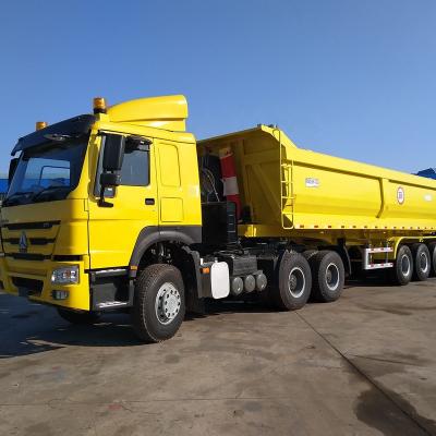 China Truck Trailer 35 Cubic Meter Tri-Axles U Type Semi Trailer Tipper Side Dump Tipping Truck Grain Dumping Tipper Truck Semi Trailers for Sale for sale