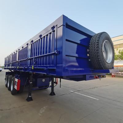 China Truck Trailer 3 Axle 60Ton Special Transportation  Hydraulic Cylinder Side Tipping Dump Semi Trailer Dumper Tipper Utility Truck Trailers for sale