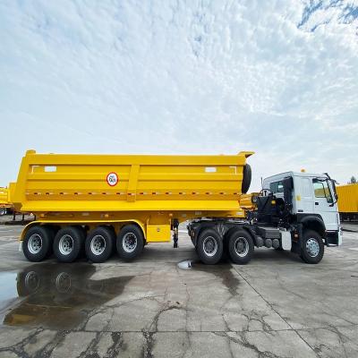 China Truck Trailer High Quality Hydraulic U-shaped Stone Transport End Dumper Tipping Truck Trailer Rear Dump Tipper Truck Trailer for sale