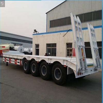 China Truck Trailer 3 4 Axles 40 ft Container Chassis Low Loader Gooseneck Trailer Lowbed Truck Lowboy Cargo Container Semi Trailer for sale