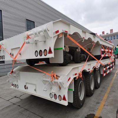 China Truck Trailer 3 Axis 4 Axle Galvanized Trailer Container Carrier Trailer Low Platform Chassis Truck Low Bed Cargo Semi Trailer for sale