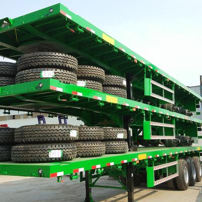 China Truck Trailer Three Axles Four axle Cargo Trailer Stainless Steel Flatbed Truck Trailers Carrier Trucks Flat Bed Semitrailers for sale