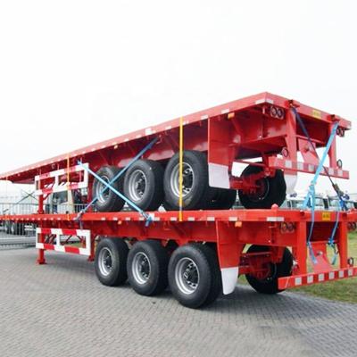 China Truck Trailer 3 Axle 4 Axle 80 Ton Galvanized Trailer Heavy-duty Truck Flat Bed Container Cargo Trailers FlatBed Deck Semi Truck Trailer for sale