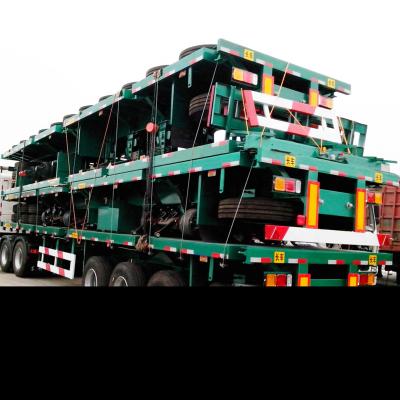 China Truck Trailer 3 Axle 40ft  Mechanical Suspension Flat Bed Cargo Trailer Galvanized Trailer Container Flatbed Semi Truck Trailer for sale