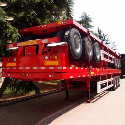 China Truck Trailer 4 Axles 30Tons 80Ton Flatbed Container Chassis Cargo Trailers Excavator Trailer Drop Deck Flat Bed Semi Truck Trailer for sale