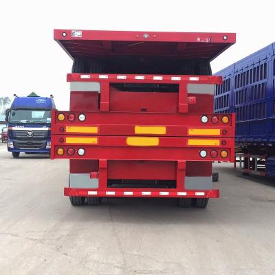 China Truck Trailer Multi-axle 70 Tons Flatbed Container Transport Trailer Galvanized Trailers Flat Bed Cargo Semi Truck Trailer for sale