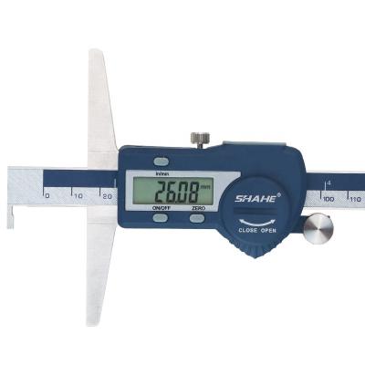 China SHAHE 0-150 mm Digital Single Depth Gauge Electronic Vernier Caliper 5113-150A Hook Gauge Stainless Steel for sale