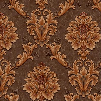 China Modern interior design 3d damask luxury embossed gold wallpaper 1.06m for living room for sale