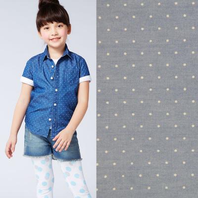 China Printing Wholesale Little Printed Denim Fabric Jeans Rolls For Baby Clothing for sale